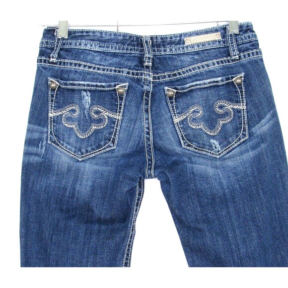 ReRock for Express Women's Bootcut Jeans Low Rise Distressed Medium Wash Size 6R - Picture 6 of 9